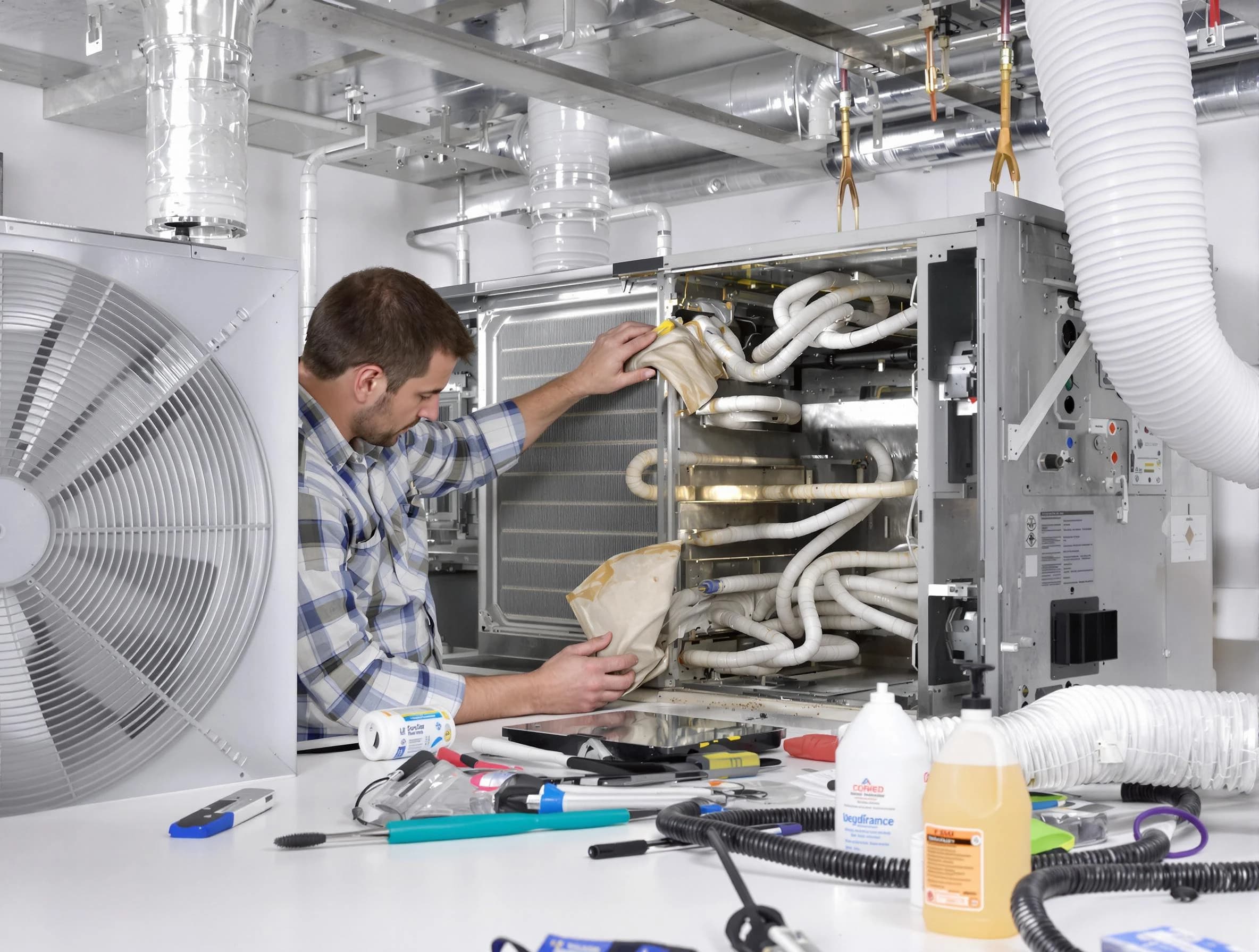 Lynn Air Duct Cleaning specialist performing precision AC coil cleaning in Lynn