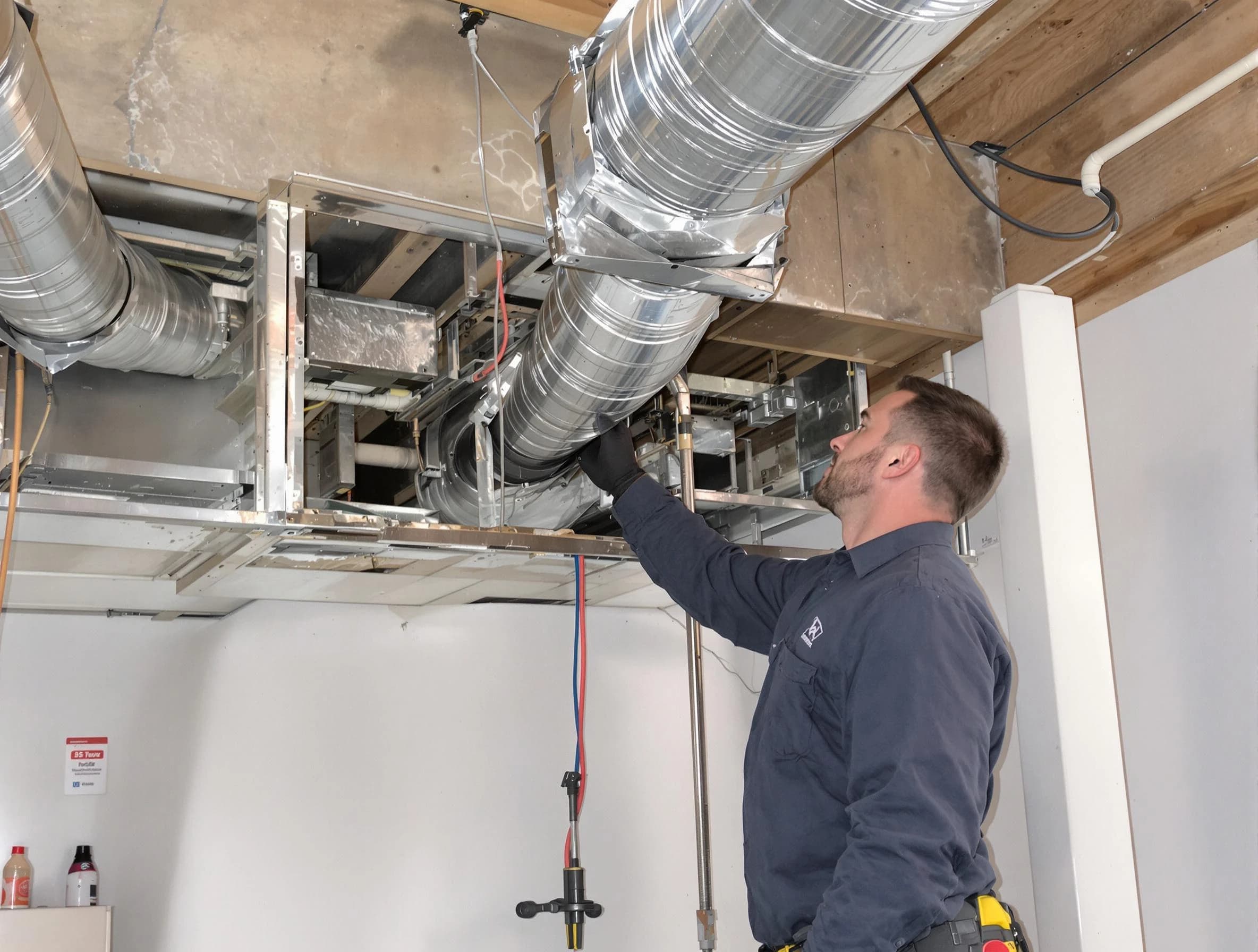 Lynn Air Duct Cleaning technician performing professional air duct repair using specialized tools in Lynn