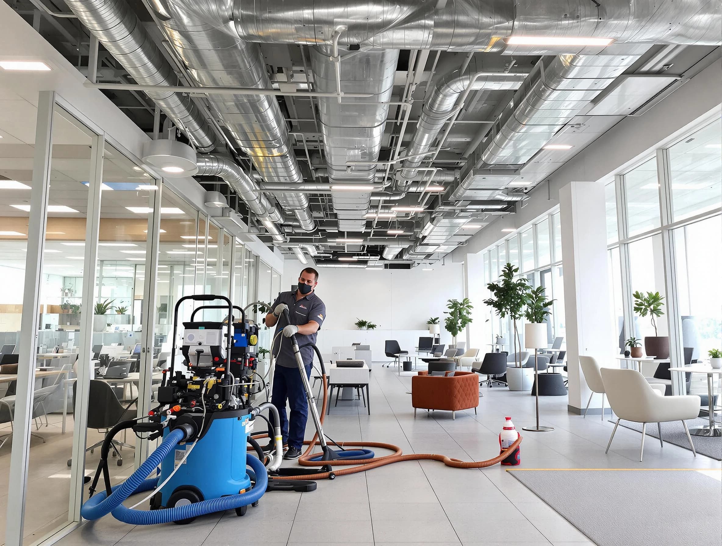 Lynn Air Duct Cleaning team conducting comprehensive commercial duct cleaning at a business location in Lynn