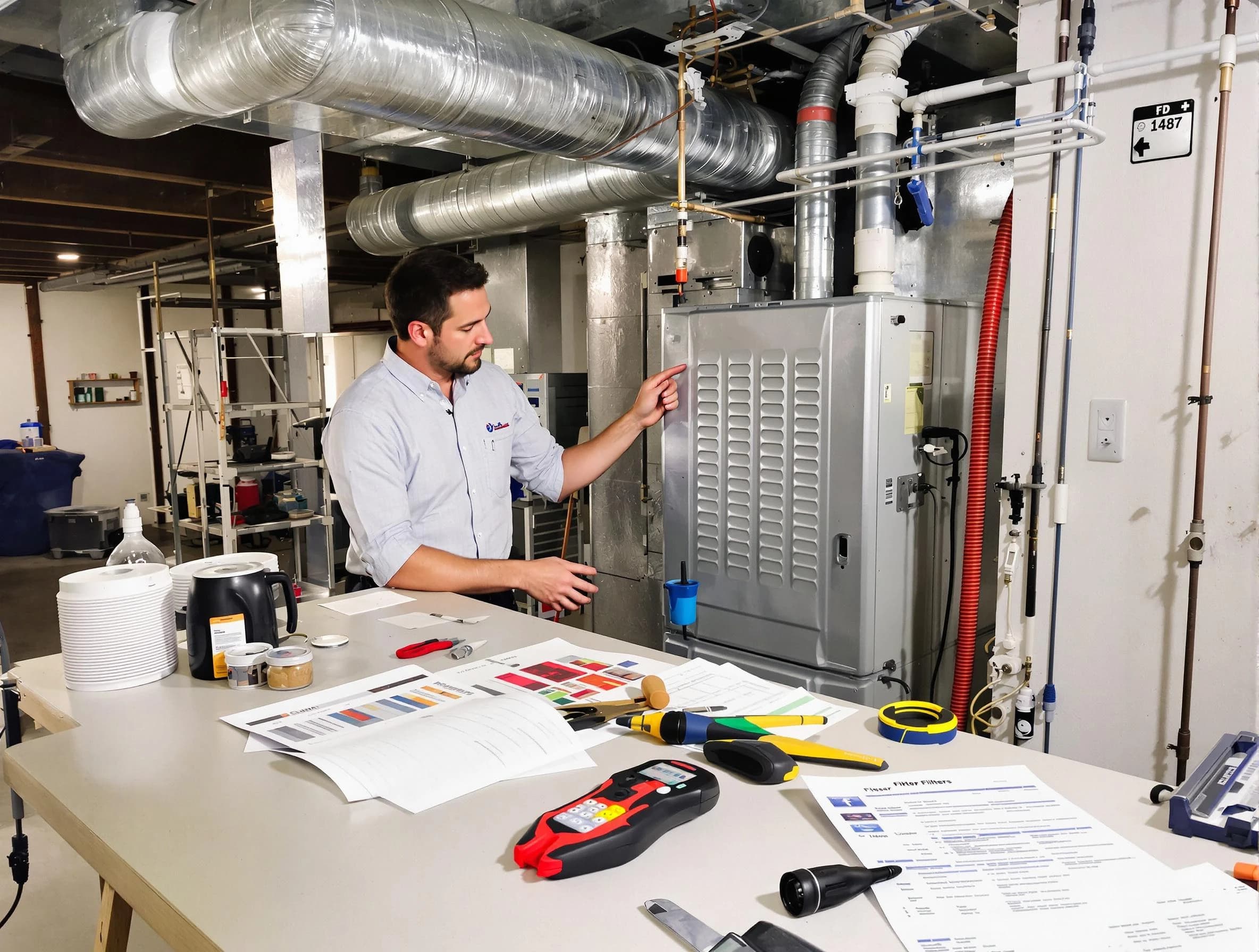 Lynn Air Duct Cleaning inspector conducting detailed filter system evaluation using professional diagnostic tools in Lynn