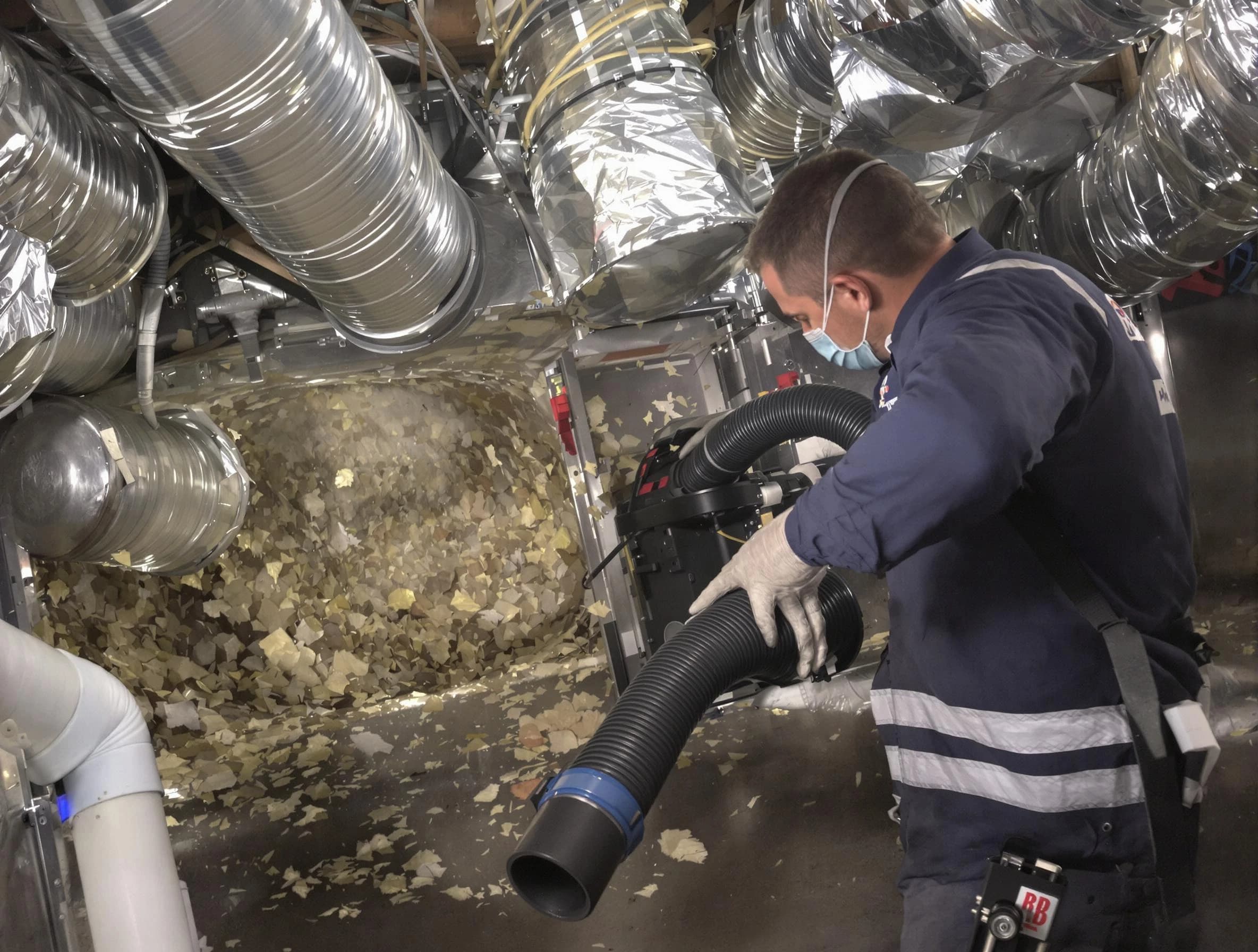 Lynn Air Duct Cleaning specialist operating negative pressure cleaning equipment for thorough duct maintenance in Lynn