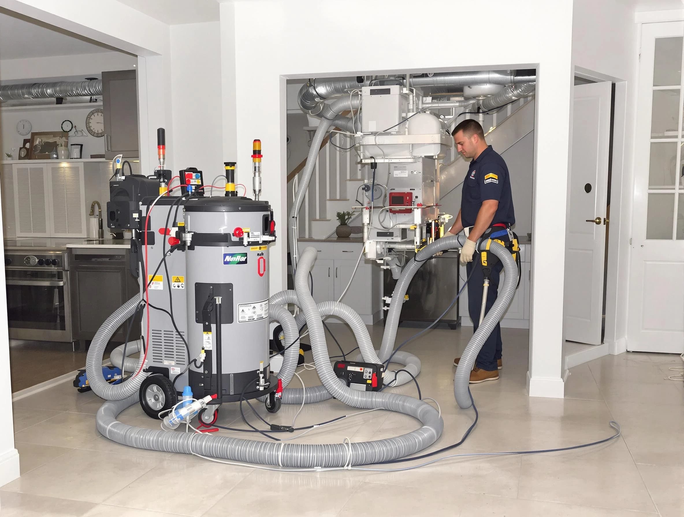 Lynn Air Duct Cleaning technician operating negative pressure cleaning equipment for thorough duct maintenance in Lynn