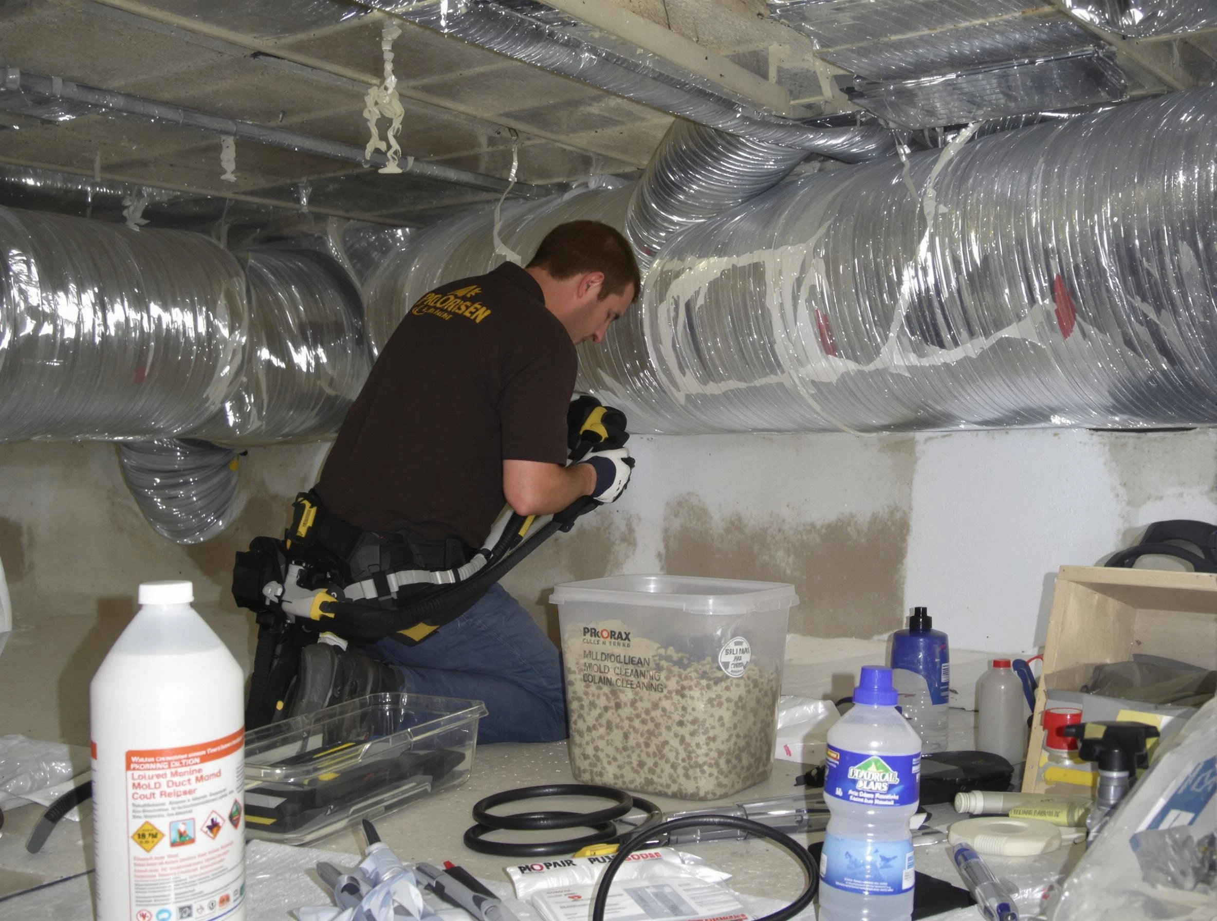 Lynn Air Duct Cleaning specialist performing professional mold removal from air ducts in Lynn