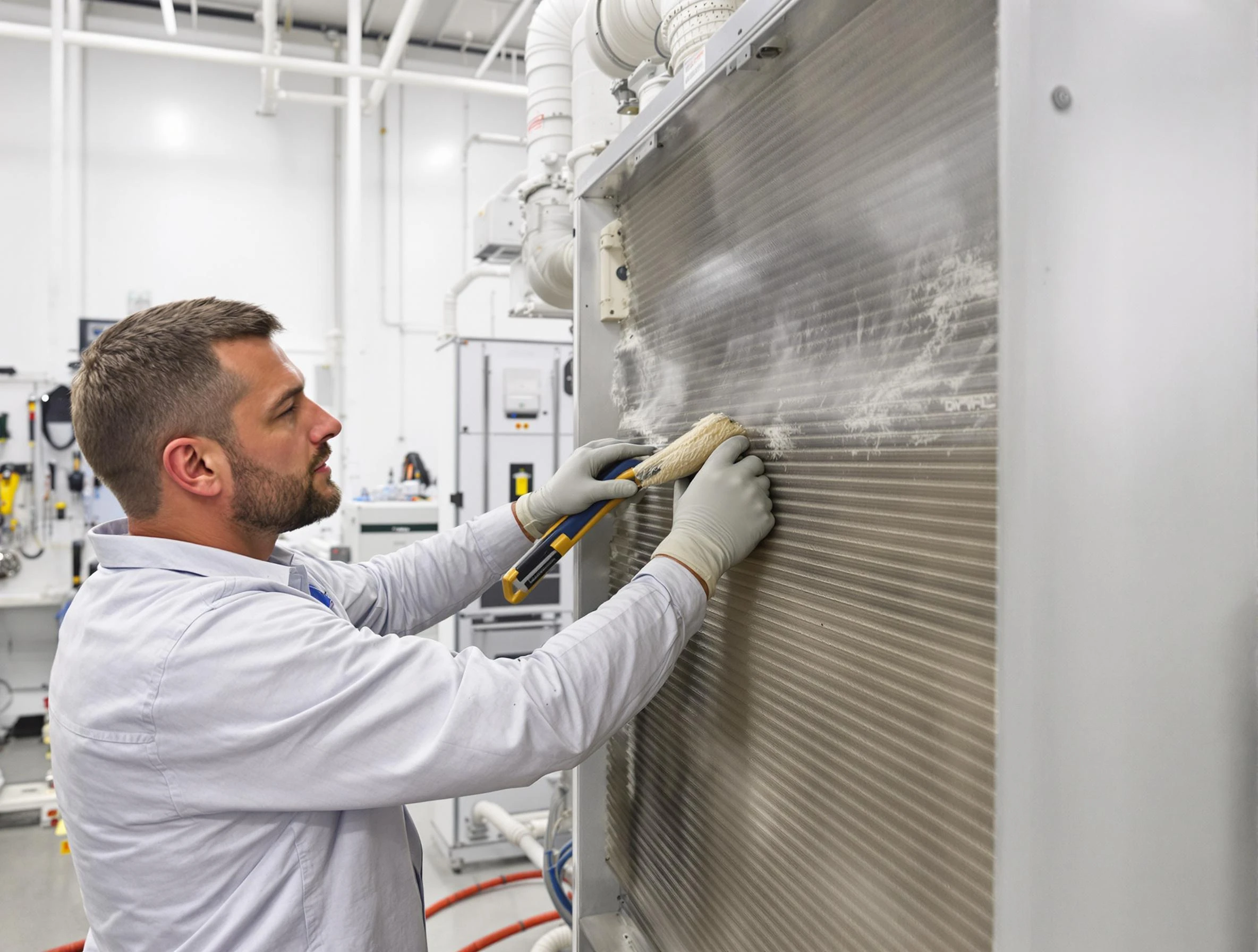 Lynn Air Duct Cleaning technician performing precision commercial coil cleaning at a Lynn business